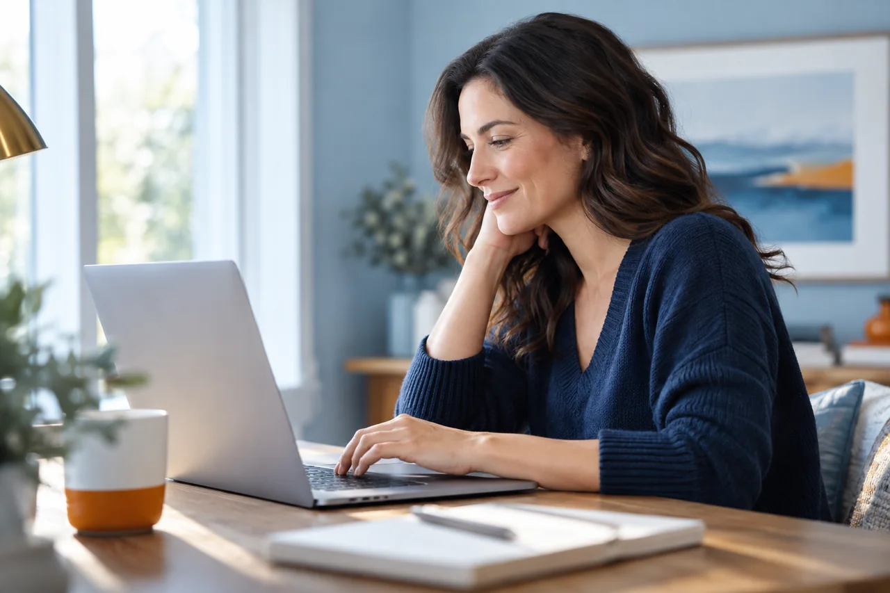 Illustrative scene of an employee using a laptop at home